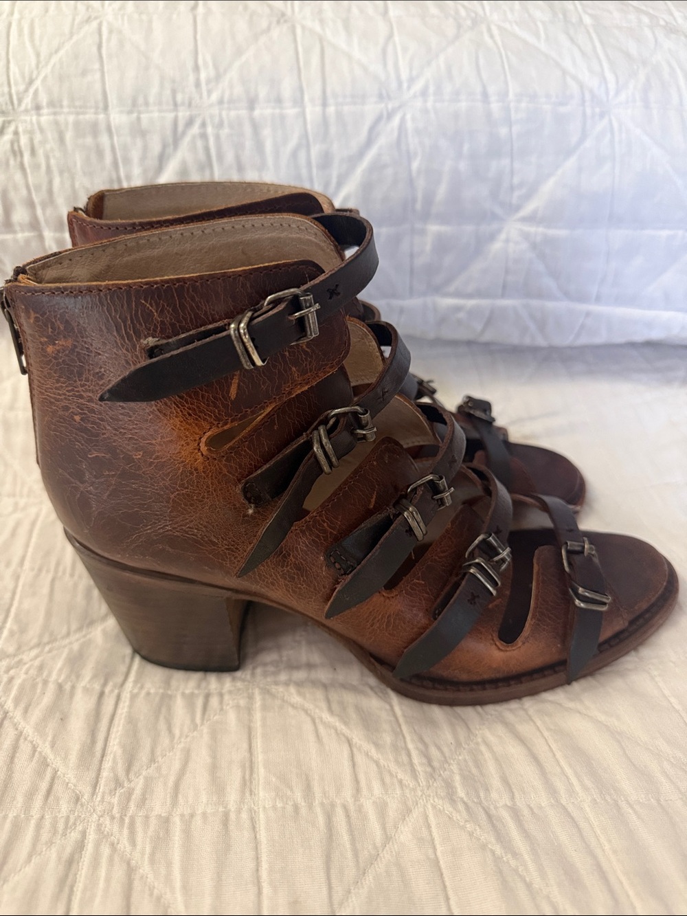 Freebird by Steven Quinn Brown Multi-Strap Leather Gladiator Sandals-Size 9 - Picture 2 of 10